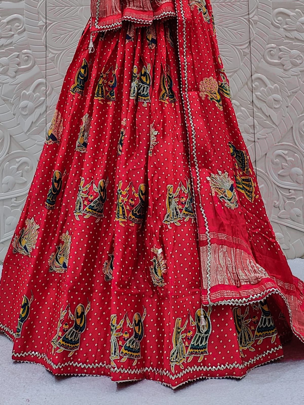 KcPc Beautiful Kalamkari Style Gaji Silk Lehenga with Gotapatti GOURI