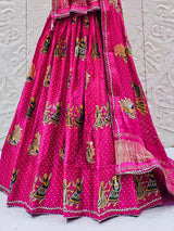 KcPc Traditional Gaji Silk Kalamkari Lehenga for Festive WearGOURI
