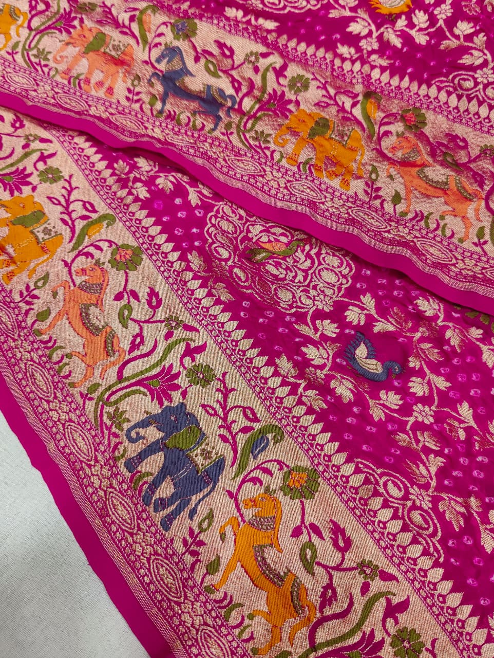 KcPc Traditional Kalamkari Style Pure Khaddi Georgette Saree with Zari WorkASIF
