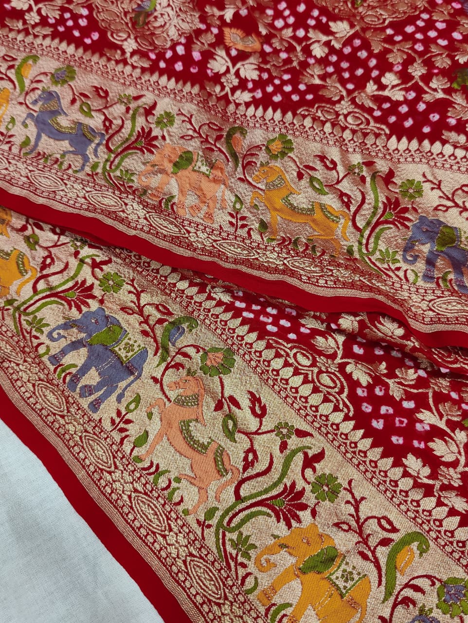 KcPc Pure Khaddi Georgette Kalamkari Saree with Zari WeavingASIF
