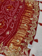 KcPc Pure Gaji Silk Bandhani Saree with Gota Patti Work AMT