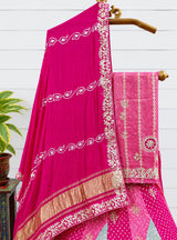 KcPc New BeautifulGaji Silk Bandhani Style With Gotapatti & Zardoji Work Lehenga MAD