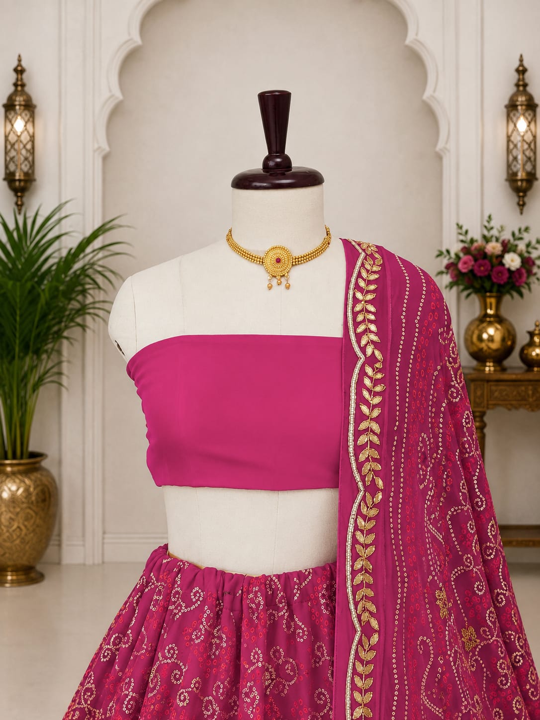 KcPc New Elegant Georgette Bandhani Lehenga with Gota Patti WorkVK