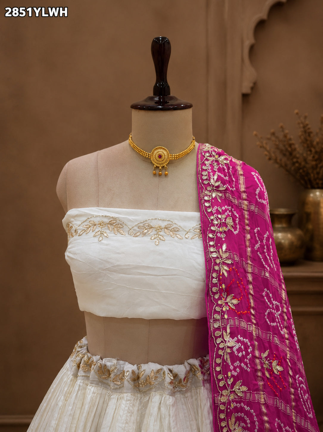 KcPc New Udapa Silk Bandhani Lehenga with Cutdana & Gota Patti Work RTK