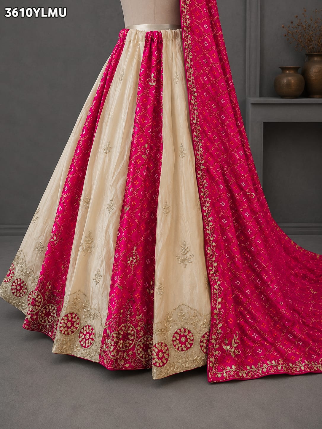 KcPc New HO Silk Bandhani Style Lehenga with GotaPatti Work VK