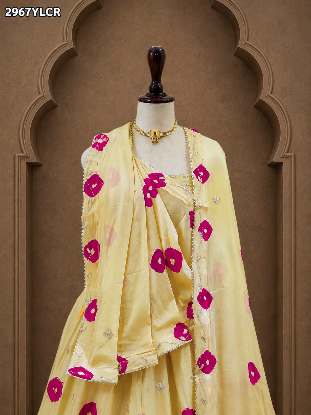 KcPc New Elegant Chinon Silk Shibori Lehenga with Cutdana HandworkGSM