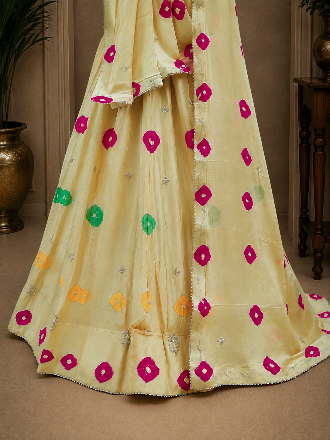 KcPc New Elegant Chinon Silk Shibori Lehenga with Cutdana HandworkGSM