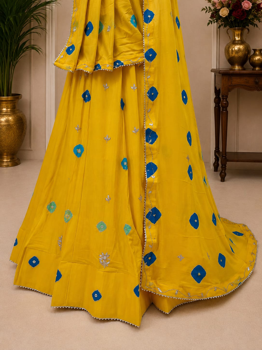 KcPc New Heritage Shibori Chinon Silk Lehenga with Cutdana DetailingGSM