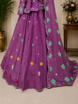 KcPc New Ethnic Shibori Chinon Silk Lehenga with Cutdana KarigariGSM