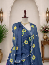 KcPc New Festive Shibori Chinon Silk Lehenga with Cutdana DetailingGSM