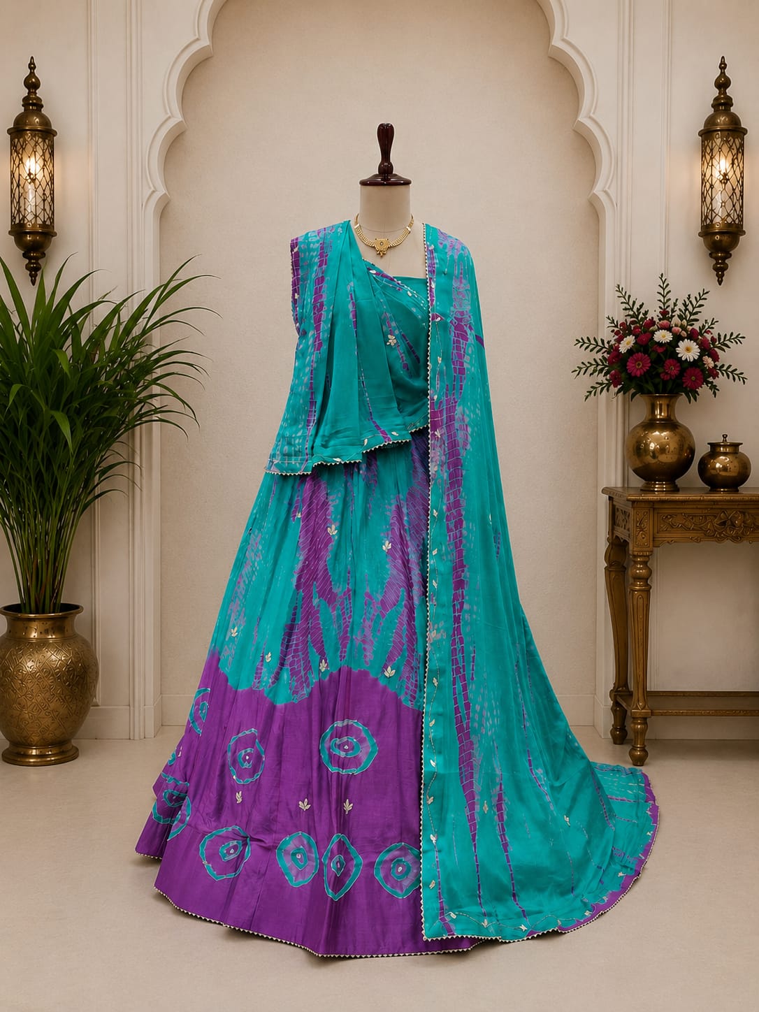 KcPc New Designer Chinon Silk Lehenga with Handcrafted Cutdana Work GSM