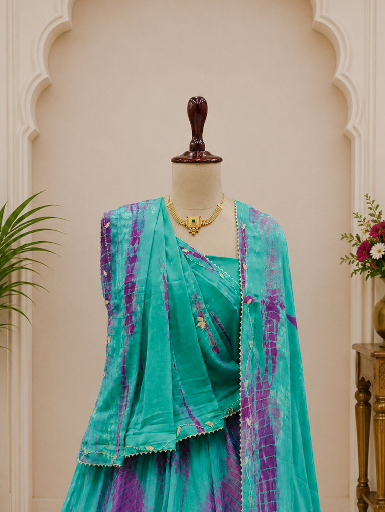 KcPc New Designer Chinon Silk Lehenga with Handcrafted Cutdana Work GSM