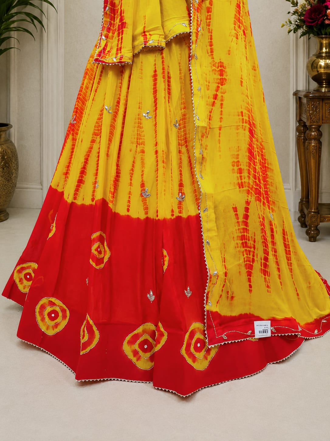 KcPc New Festive Chinon Silk Lehenga in Shibori Style Adorned with Exquisite Cutdana EmbellishmentsGSM