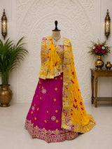 KcPc New Elegant Chinon Silk Lehenga with Bandhani Print & Classic Gota Patti Work SSB