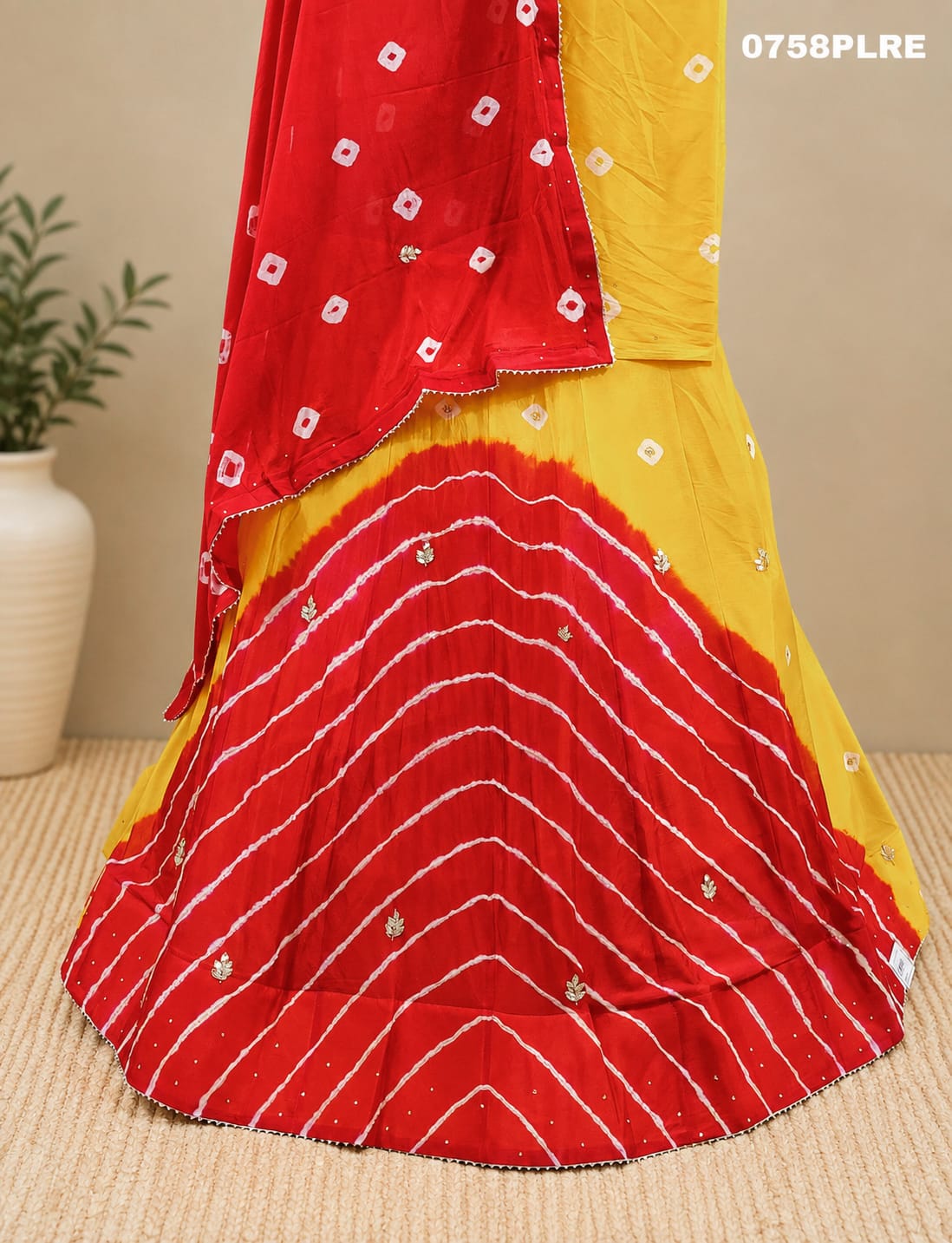 KcPc New Launch Chinon Bandhej Design With Cutdana Gotapatti Work LehengaGSM