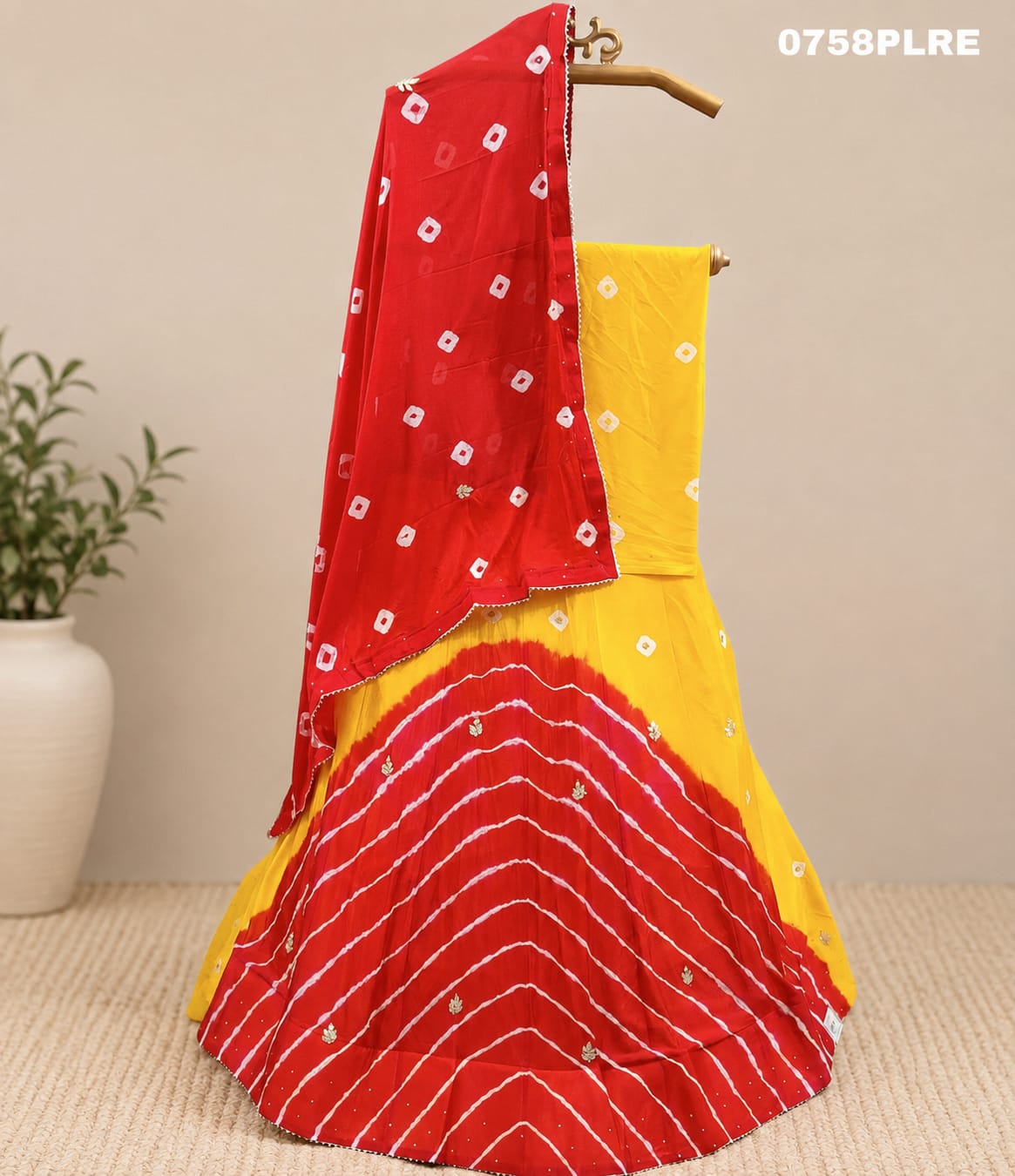 KcPc New Launch Chinon Bandhej Design With Cutdana Gotapatti Work LehengaGSM