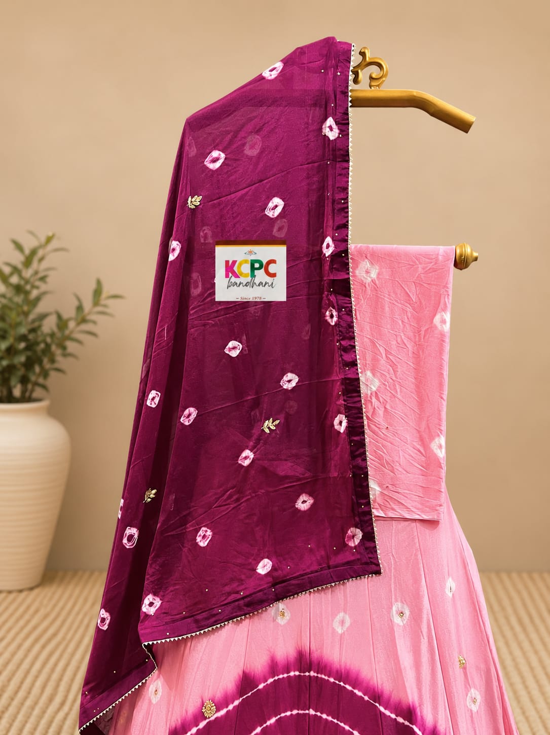 KcPc New Launch Chinon Bandhej Design With Cutdana Gotapatti Work LehengaGSM