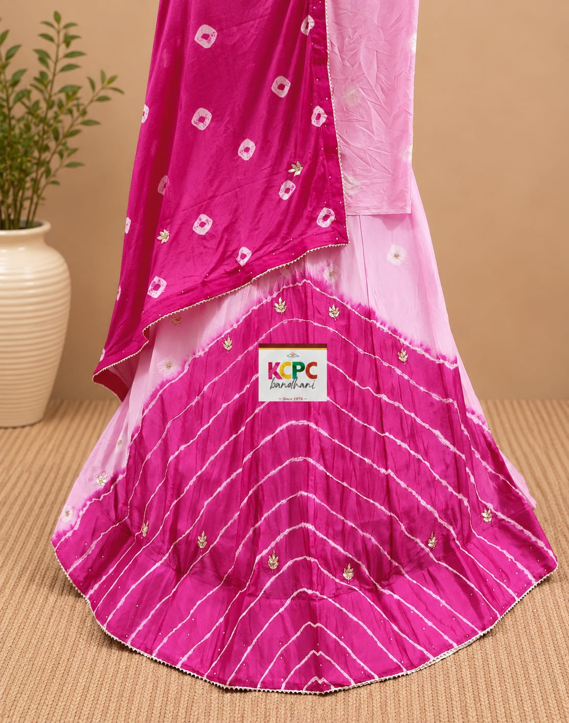 KcPc New Launch Chinon Bandhej Design With Cutdana Gotapatti Work LehengaGSM