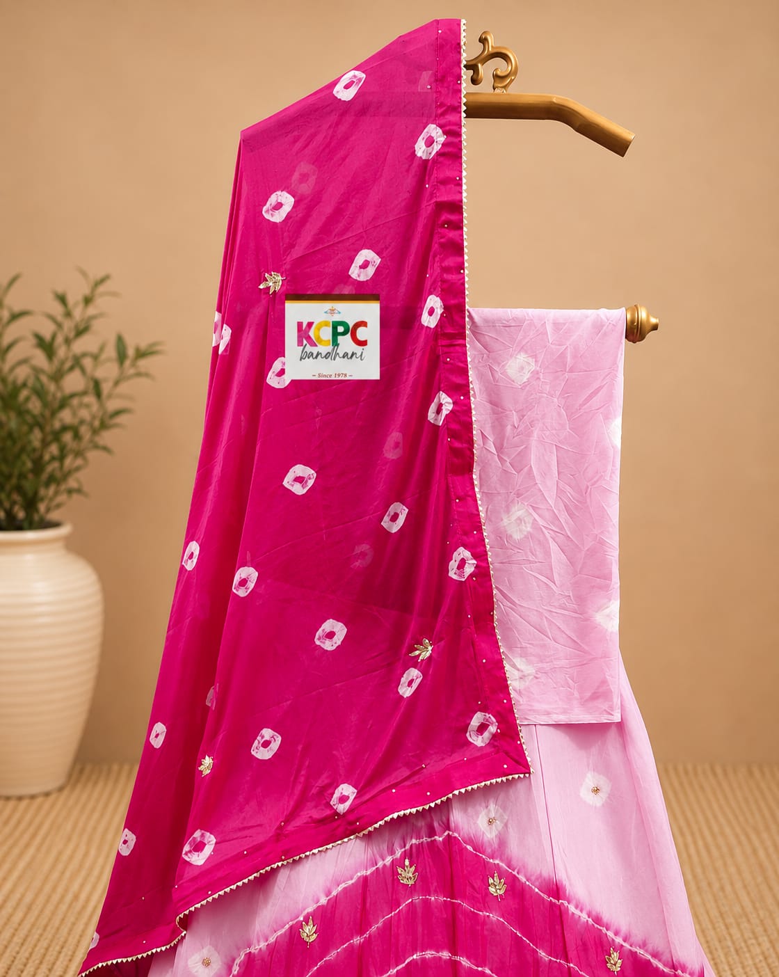 KcPc New Launch Chinon Bandhej Design With Cutdana Gotapatti Work LehengaGSM