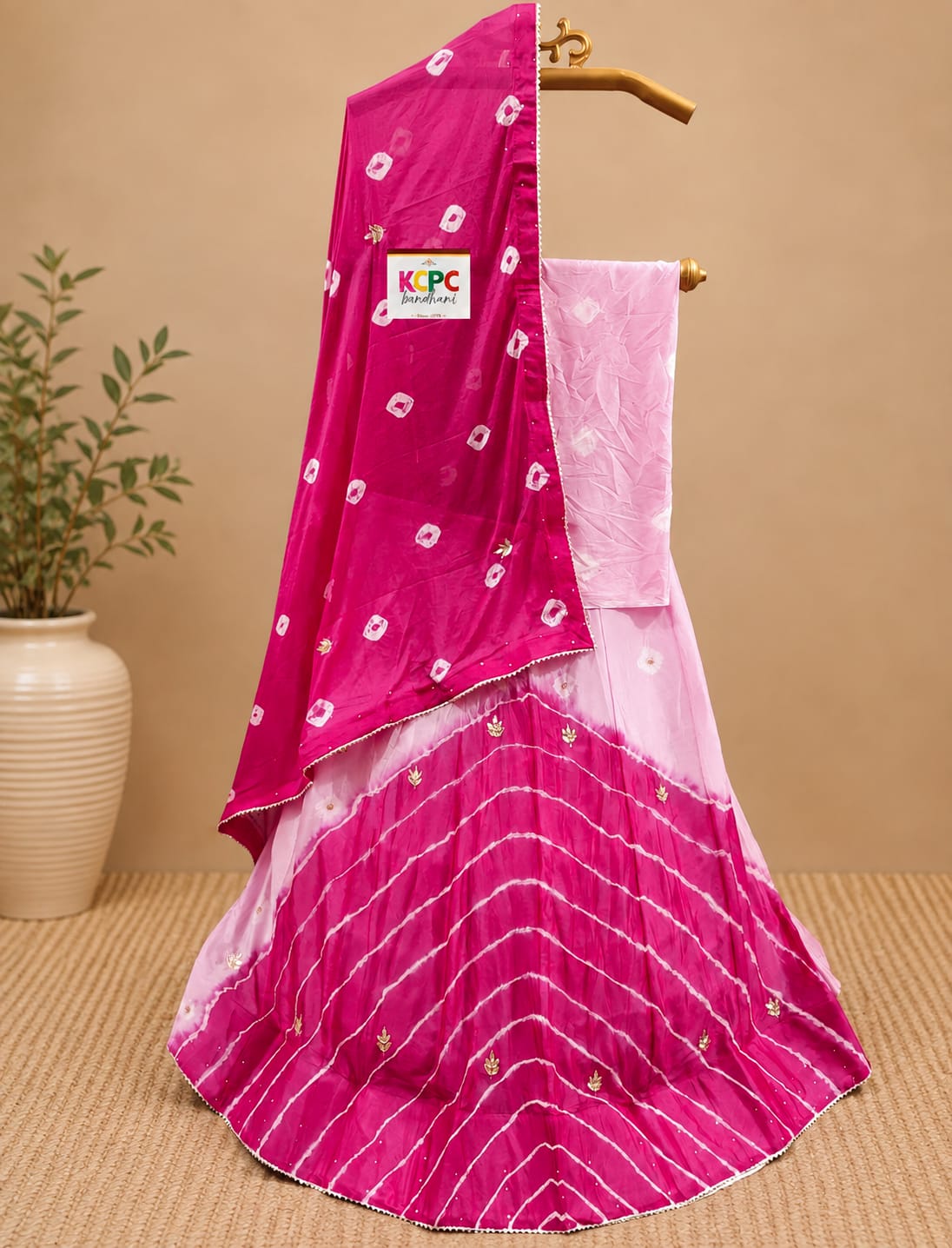 KcPc New Launch Chinon Bandhej Design With Cutdana Gotapatti Work LehengaGSM