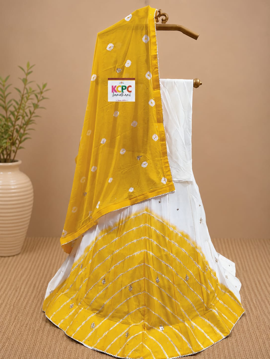 KcPc New Launch Chinon Bandhej Design With Cutdana Gotapatti Work LehengaGSM