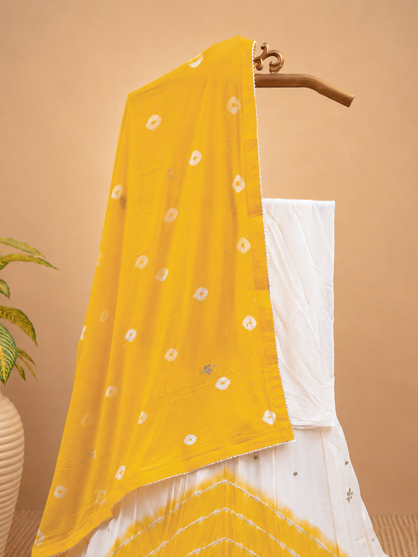 KcPc New Launch Chinon Bandhej Design With Cutdana Gotapatti Work LehengaGSM