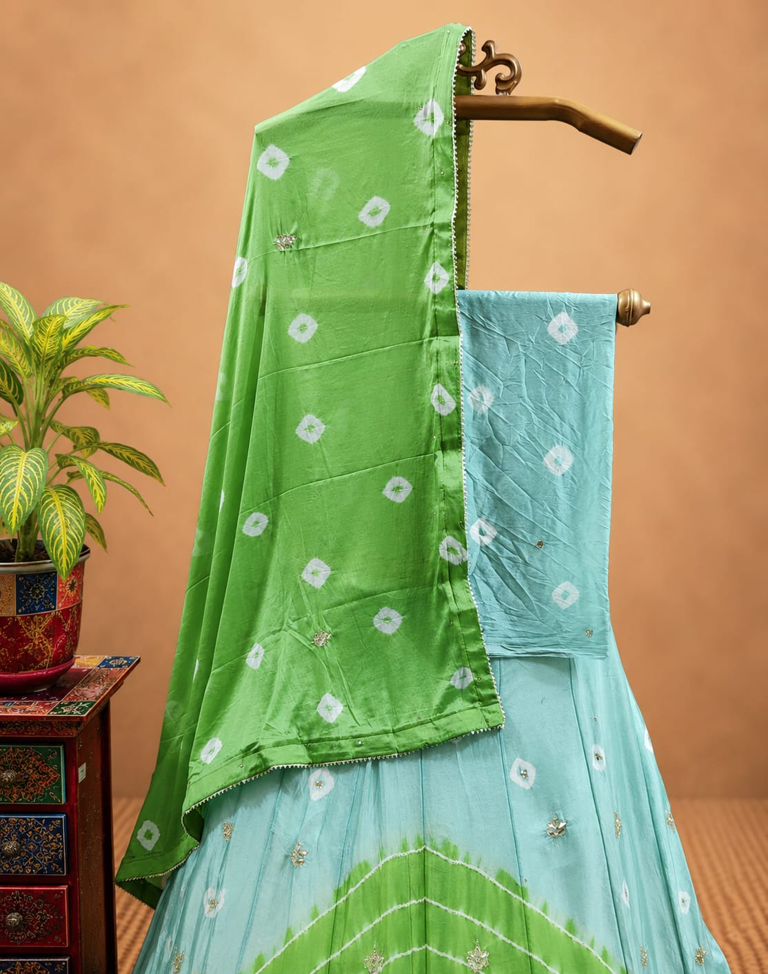KcPc New Launch Chinon Bandhej Design With Cutdana Gotapatti Work LehengaGSM