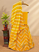 KcPc Chinon Rajasthani Ethnic Kacha Gotapatti Work Traditional Lehenga kml Yellow