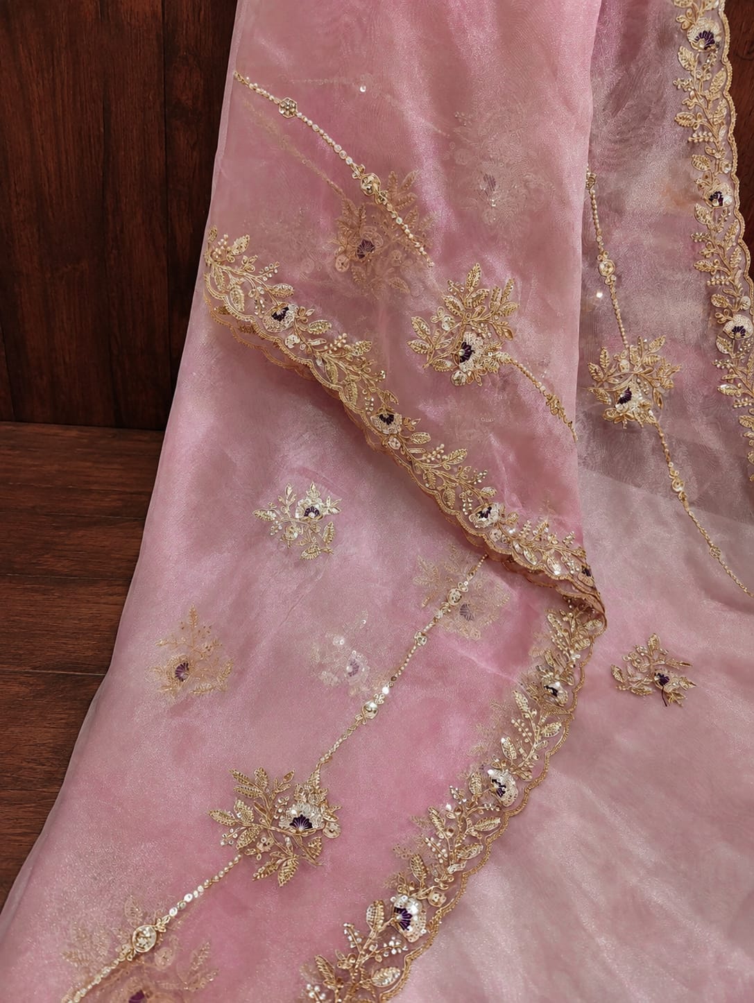KcPc Tissue Silk Designer Saree with Embroidery Work AJD