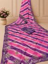 KcPc Premium Crepe Silk Leheriya Saree with Gota Patti Work for Festive WearASH