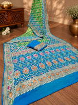 KcPc Pure Meenakari Khaddi Georgette Upada Janglaw Bandhani Neemzari Saree