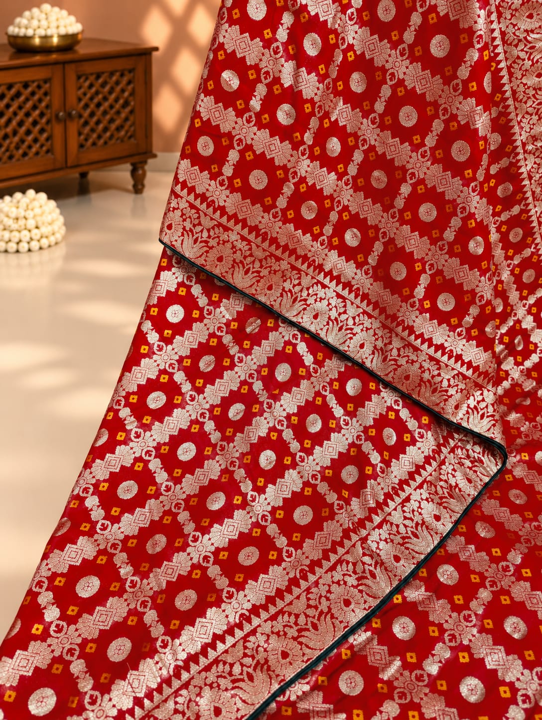 KcPc New Dola Silk Bandhani Style With Zari Weaving Work Saree GAN