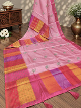 KcPc Kota Doria Banarasi Style Saree with Thread Embroidery Work SWA