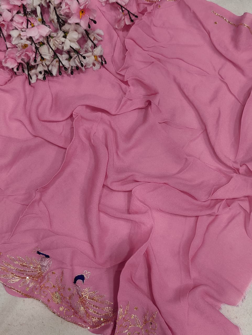 KcPc Pure Diamond Chiffon Mukes Work Jaipuri Traditional Rajputi Saree VIN
