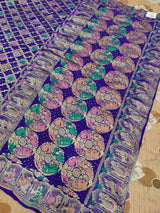 KcPc Figure Design Khaddi Georgette Janglaw Bandhani Neemzari Saree Royal Blue