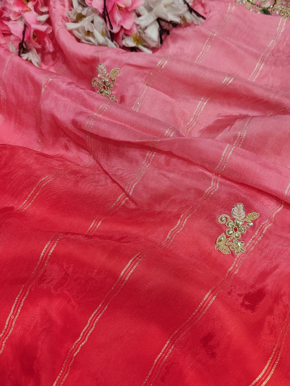 KcPc New Lounch H O Silk Double Shade Style Cutdana Work Saree PLK