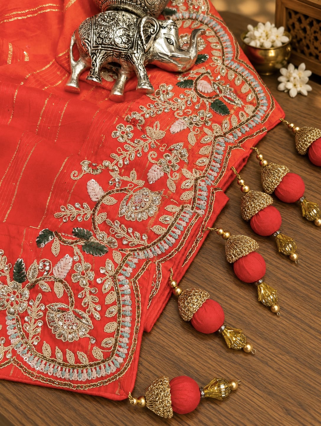 KcPc New Lounch H O Silk Double Shade Style Cutdana Work Saree PLK