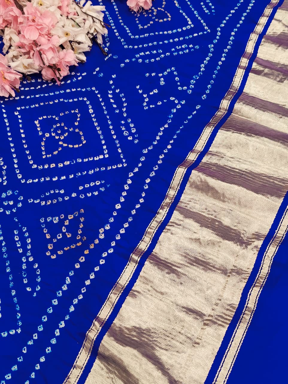 KcPc Premium Semi Gaji Silk Bandhani Saree for Women MSC