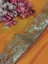 KcPc New Georgette Bandhani Style with Gotapatti Work Saree AMT
