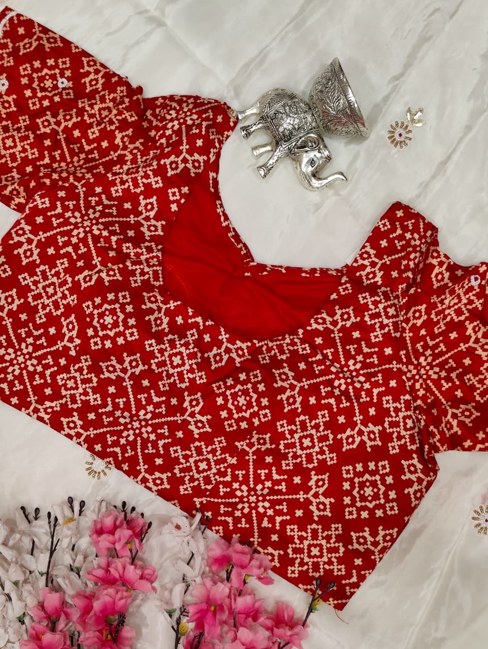 KcPc New Designer HO Silk Ajrakh Saree with Cutdana Mirror WorkSATISH