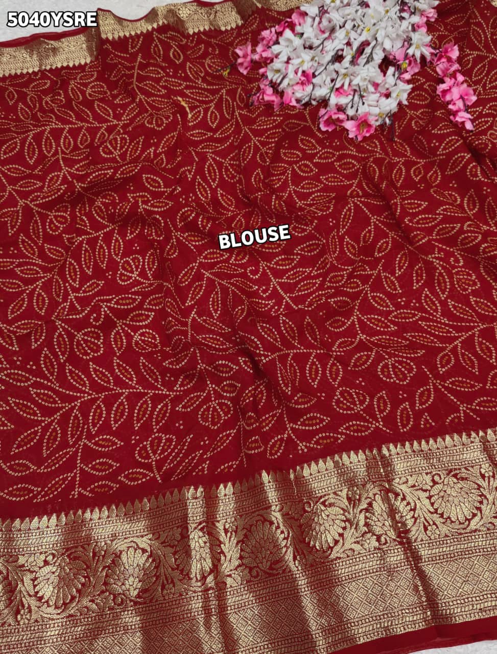 KcPc Traditional Bandhani Style Viscose Silk Saree with Elegant Zari Weaving SSM
