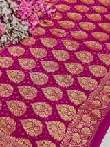 KcPc New Launch Pure Khaddi Georgette Upada Neemzari Bandhej SareeRed Rani