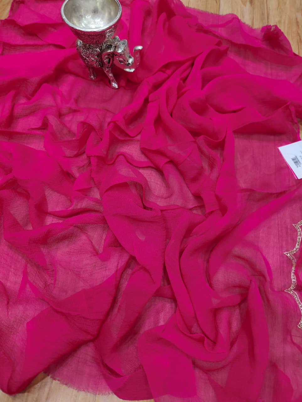 KcPc Pure Chiffon Jaipuri Saree With Zari Sequence Buti WorkVND