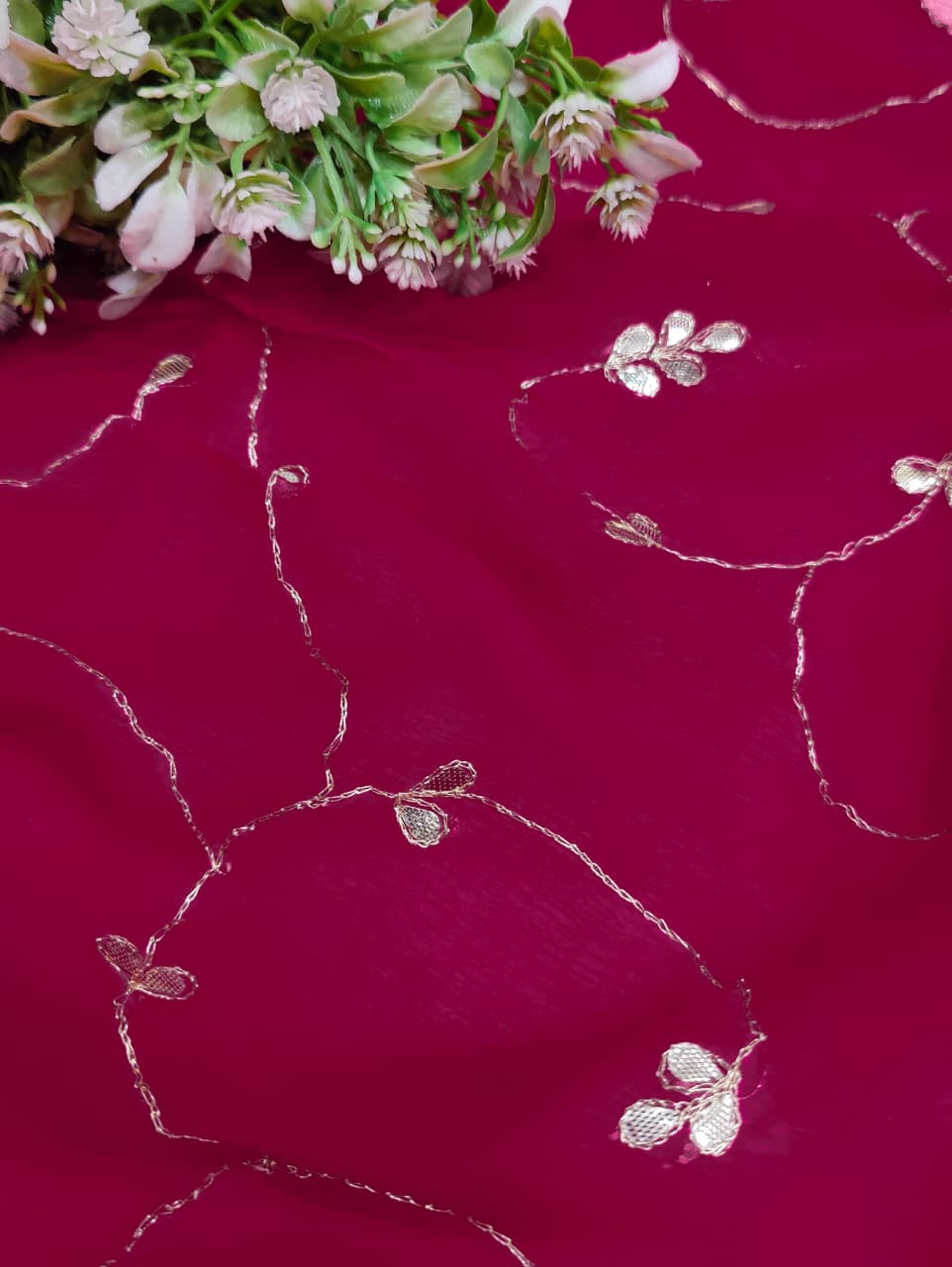 KcPc Pure Diamond Chiffon Mukes Work Rajputi Traditional Saree VND Rani