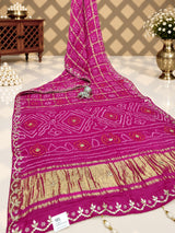 KcPc Latest Pure Gaji silk Bandhani Hand Gotapatti Work sareeAMT Rani
