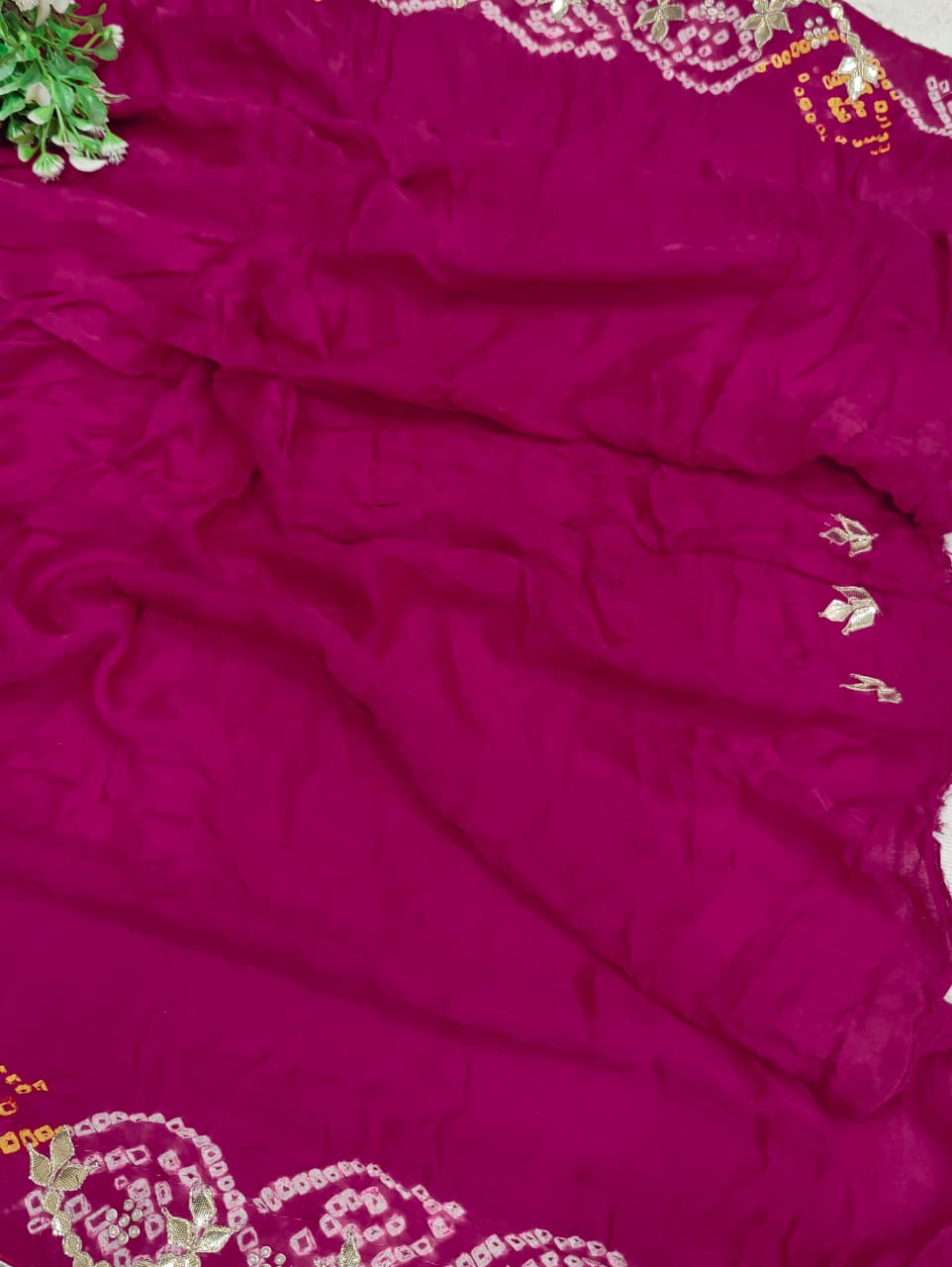 KcPc Latest Pure Gaji silk Bandhani Hand Gotapatti Work sareeAMT Rani