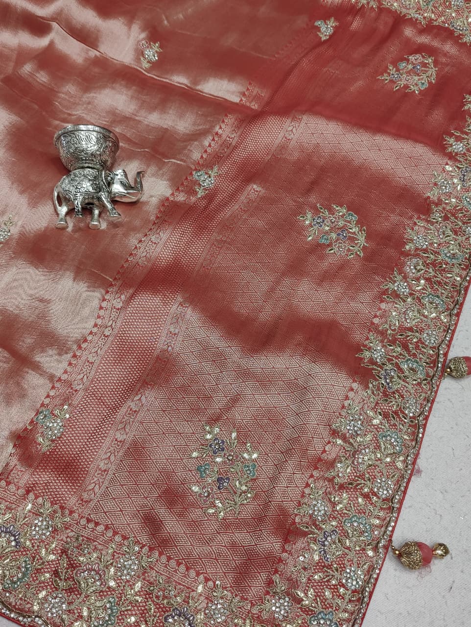 KcPc New Tissue Silk Bollywood Style With Sequence Embroidery Work Saree PAL