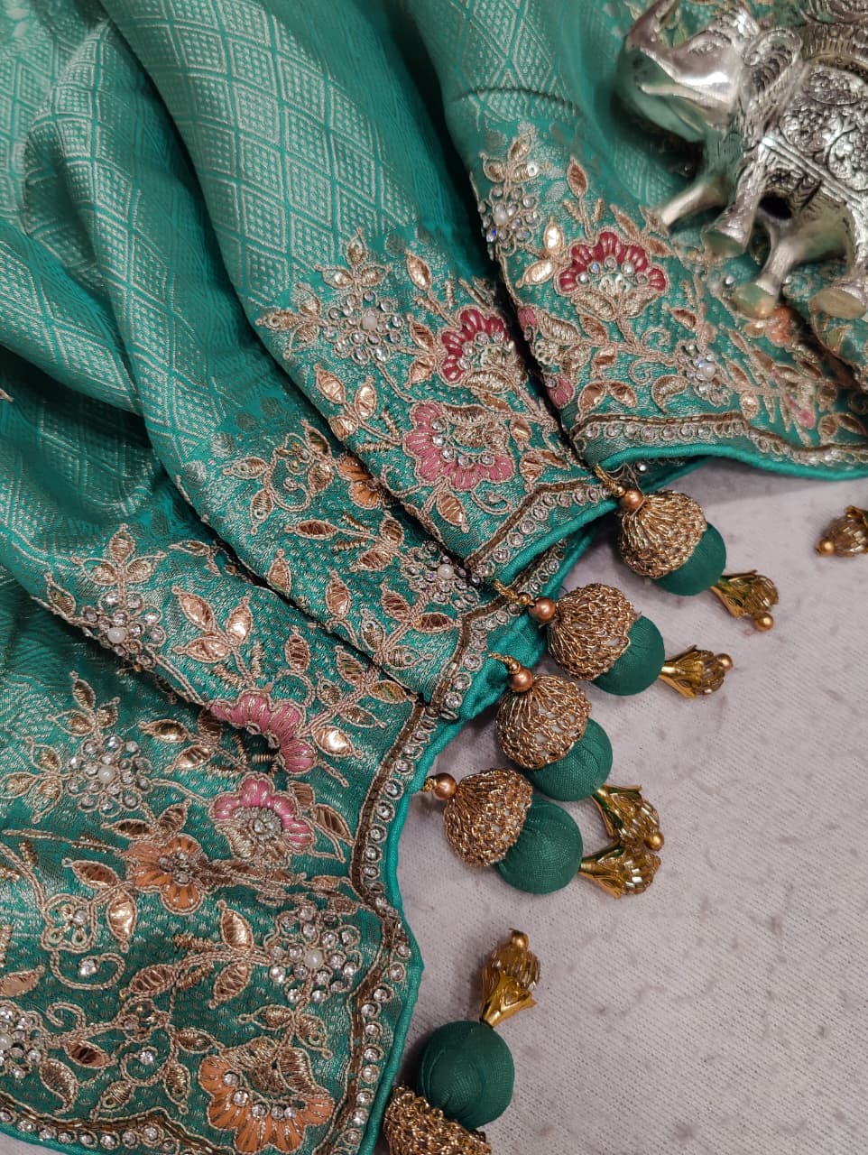KcPc New Latest Tissue Silk Bollywood Style With Sequence Embroidery Work Saree PAL
