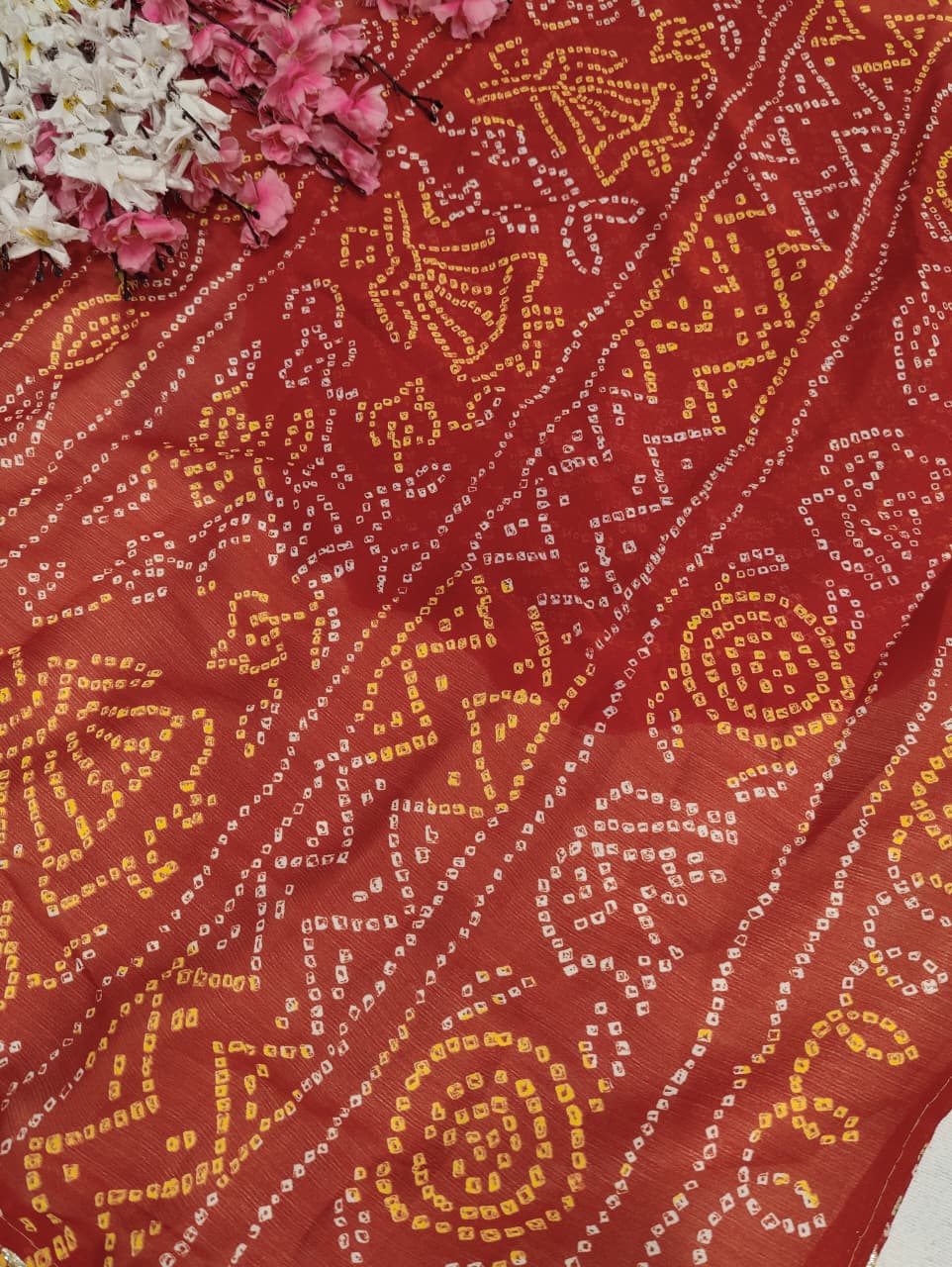 KcPc New Elegant Chinon Panetar Style Bandhani Saree SWA