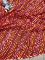KcPc New Elegant Chinon Panetar Style Bandhani Saree SWA